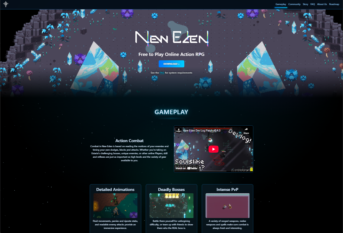 New Eden website screenshot